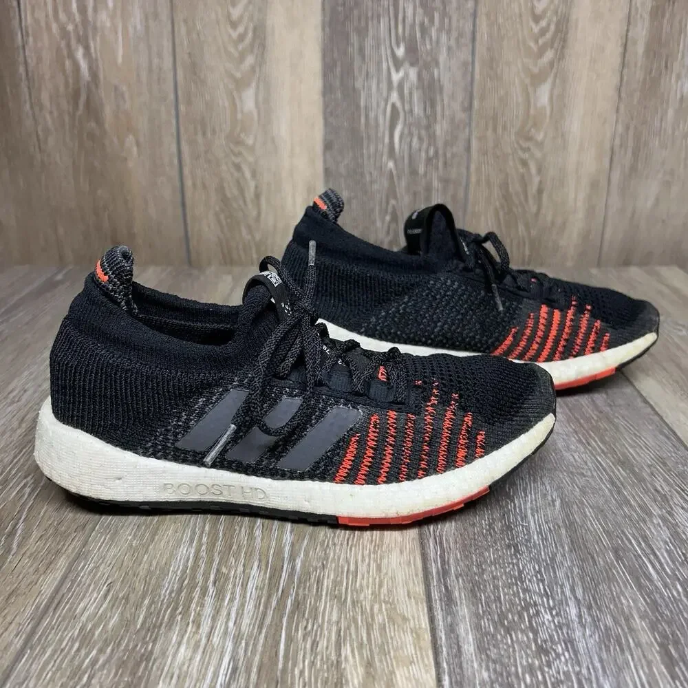 Adidas Pulseboost HD EE4030 Youth US Size 5 Knit Black Orange Sneaker Shoes